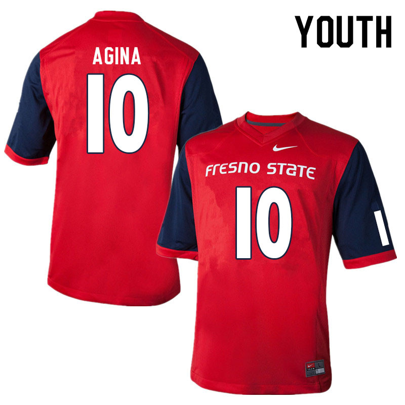 Youth #10 Kosi Agina Fresno State Bulldogs College Football Jerseys Sale-Red - Click Image to Close